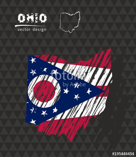 434x500 Ohio National Vector Map With Sketch Chalk Flag. Sketch Chalk Hand