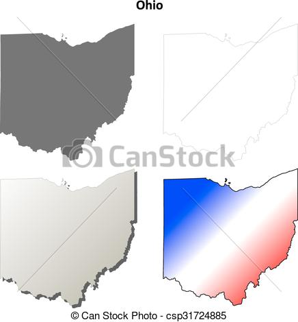 436x470 Ohio Outline Map Set . Ohio State Blank Vector Outline Map Set .
