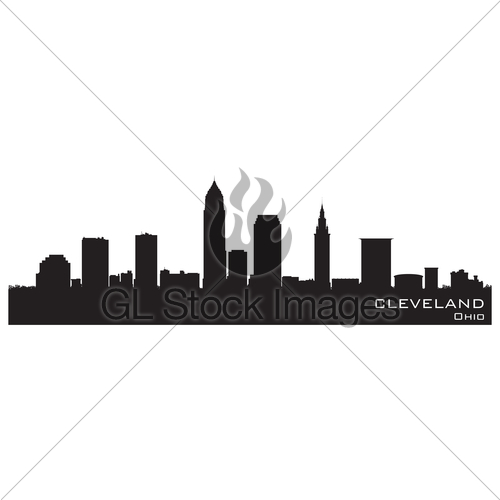 500x500 Cleveland, Ohio Skyline. Detailed Vector Silhouette Gl Stock Images