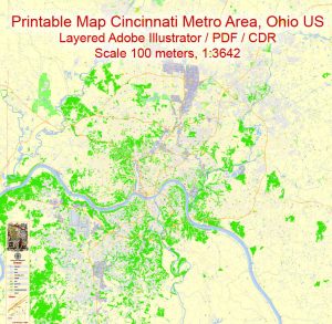 300x293 Editable Pdf Map Cincinnati Ohio Us, Exact Vector City Plan Printable