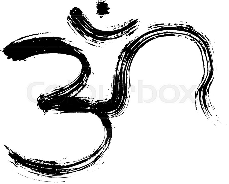 800x643 Hand Drawn Om Symbol Vector. Grunge Texture. Art Ohm Sign. Stock