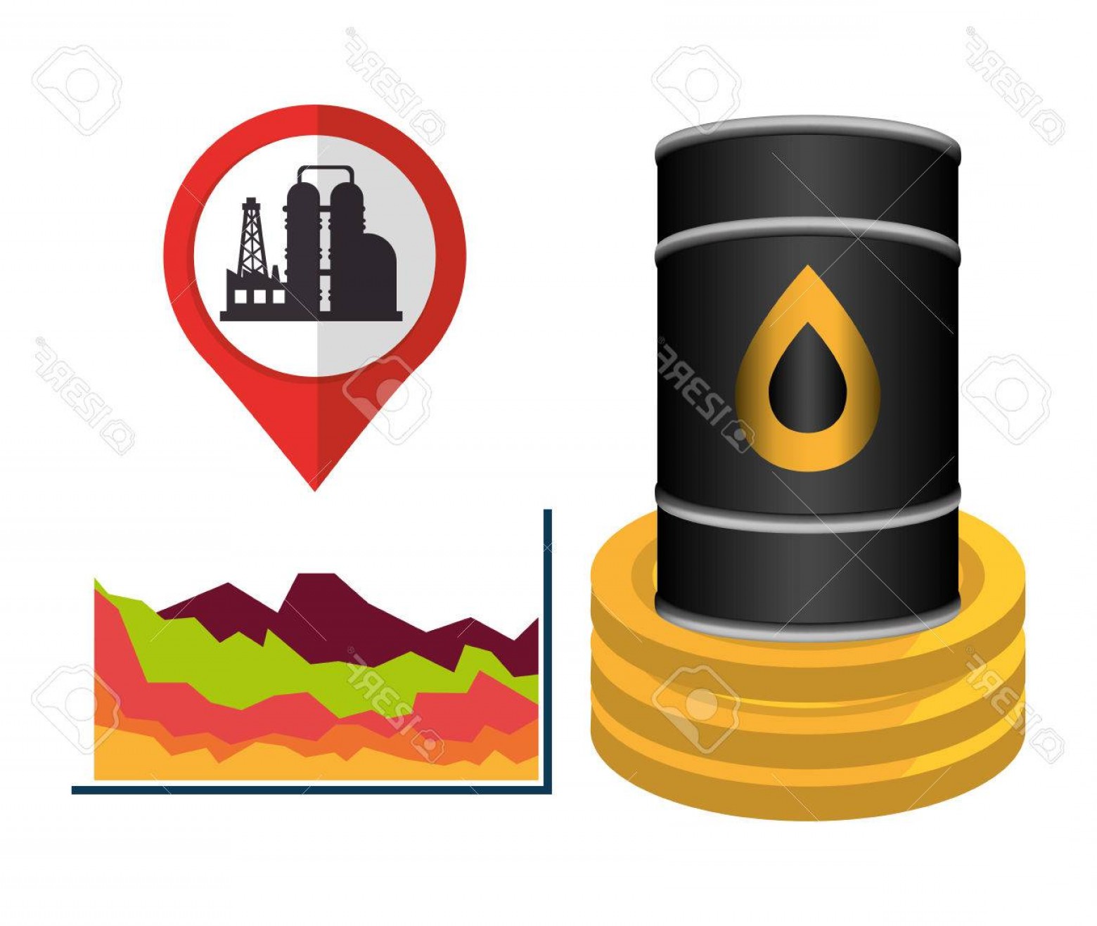 1560x1317 Photostock Vector Oil Can With Money Gold Coins And Pin With Oil