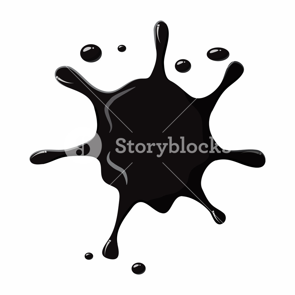 1000x1000 Oil Spill Splash And Drops Isolated On White Background. Black Oil