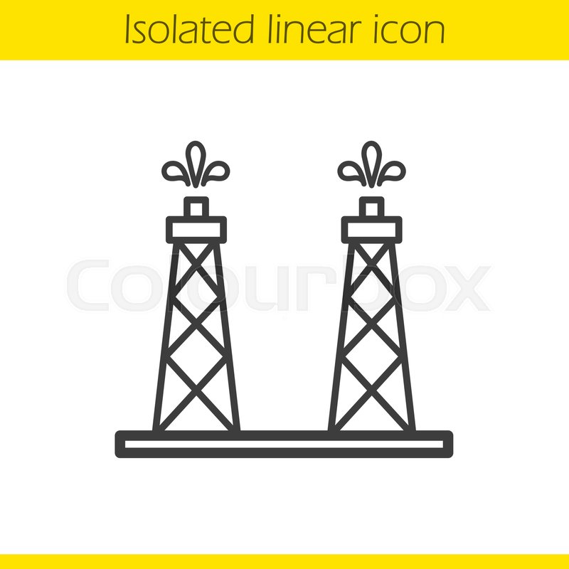 800x800 Oil Production Platforms Linear Icon. Thin Line Illustration. Oil