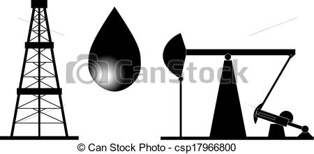 450x221 Oil Rig Black And White Illustration.