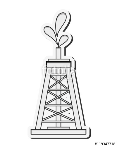 400x500 Flat Design Oil Tower Icon Vector Illustration Stock Image And