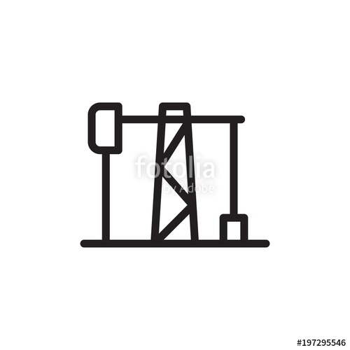 500x500 Oil Rig, Oil Well Outlined Vector Icon. Modern Simple Isolated