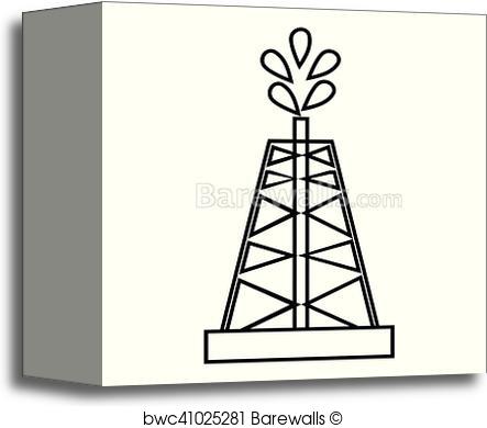 443x390 Canvas Print Of Drilling Of Oil Well Icon, Outline Style