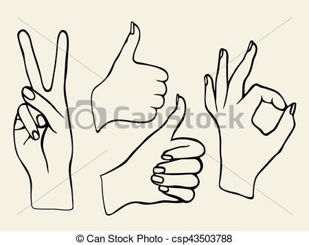 450x357 Monochrome Vector Set Of Hands. Icons Of Different Characters