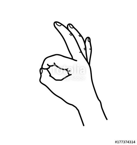 472x500 Ok Hand Gesture Doodle Line Art, A Hand Drawn Vector Doodle