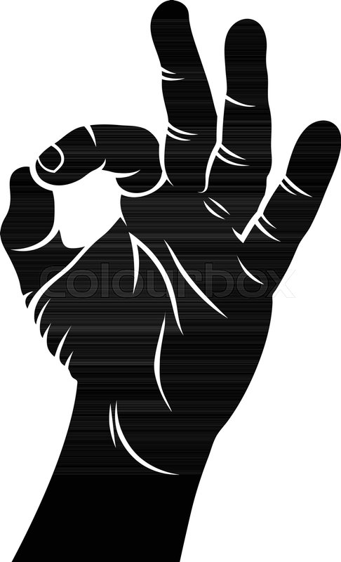 486x800 Ok Hand Sign. Hand Drawn Sketch. Vector Illustration. A Hand