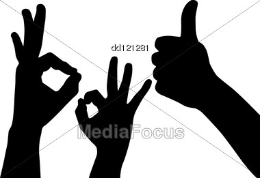 380x261 Sign Ok Vector Black White Hands