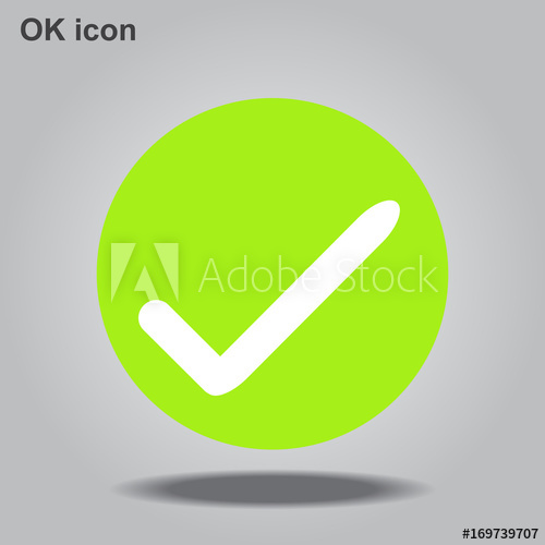 500x500 Ok Vector Icon. Flat Eco Green Symbol. Pictogram Is Isolated On A