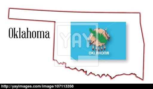 512x299 Oklahoma State Map And Flag Vector