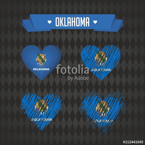 500x500 Oklahoma. Collection Of Four Vector Hearts With Flag. Heart