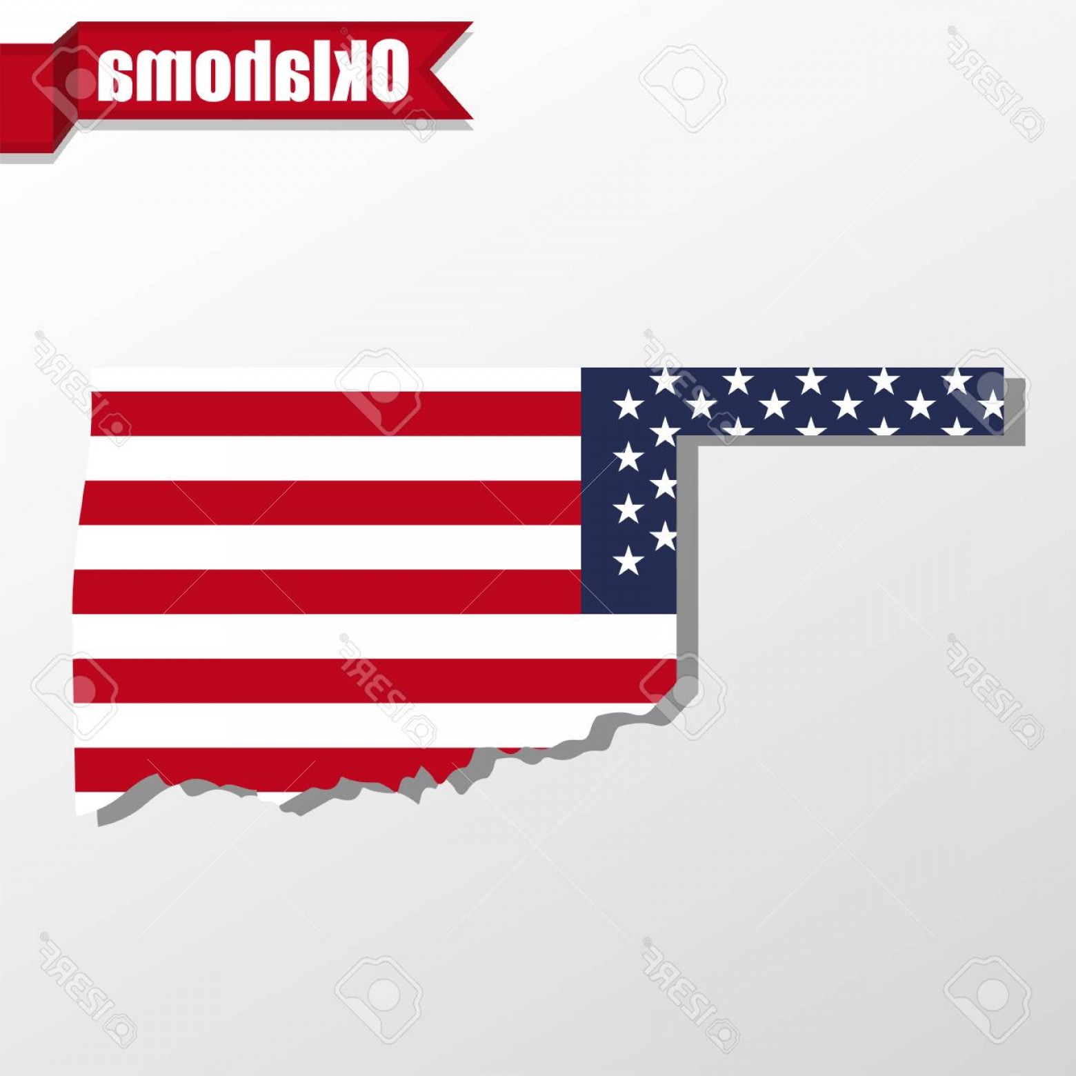 1560x1560 Photostock Vector Oklahoma State Map With Us Flag Inside And