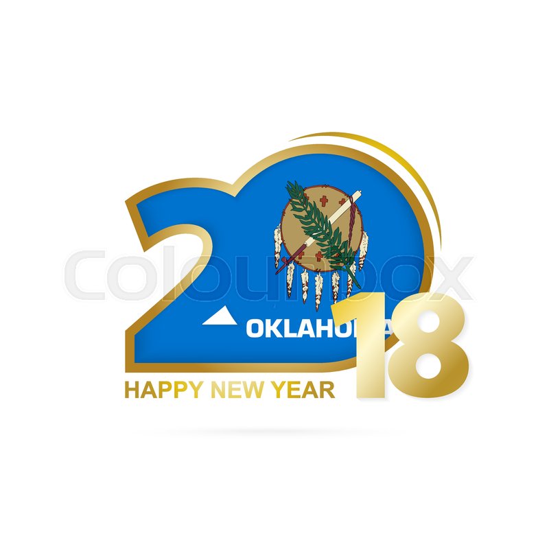 800x800 Year 2018 With Oklahoma Flag Pattern. Happy New Year Design