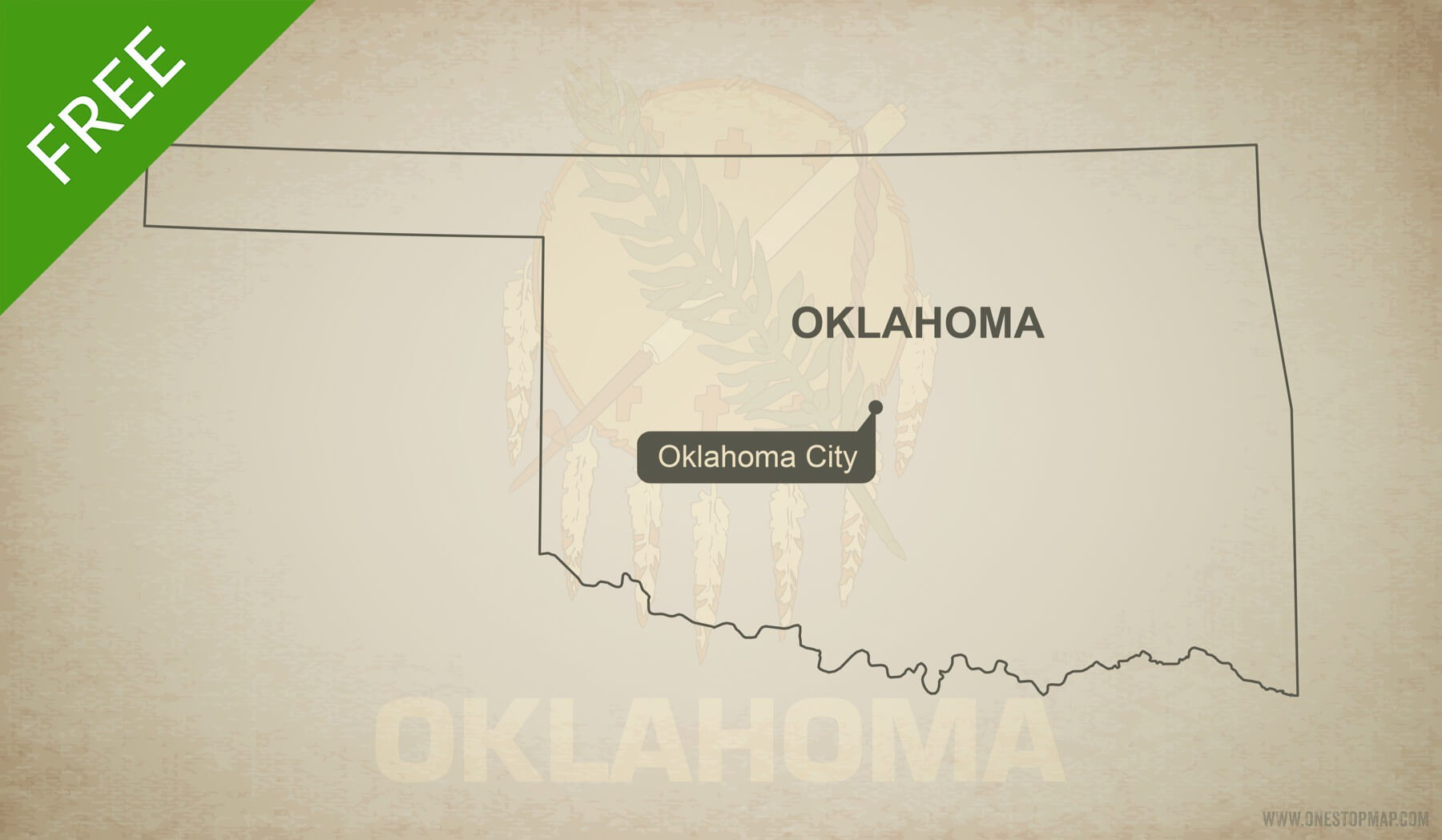 1800x1049 Free Vector Map Of Oklahoma Outline One Stop Map