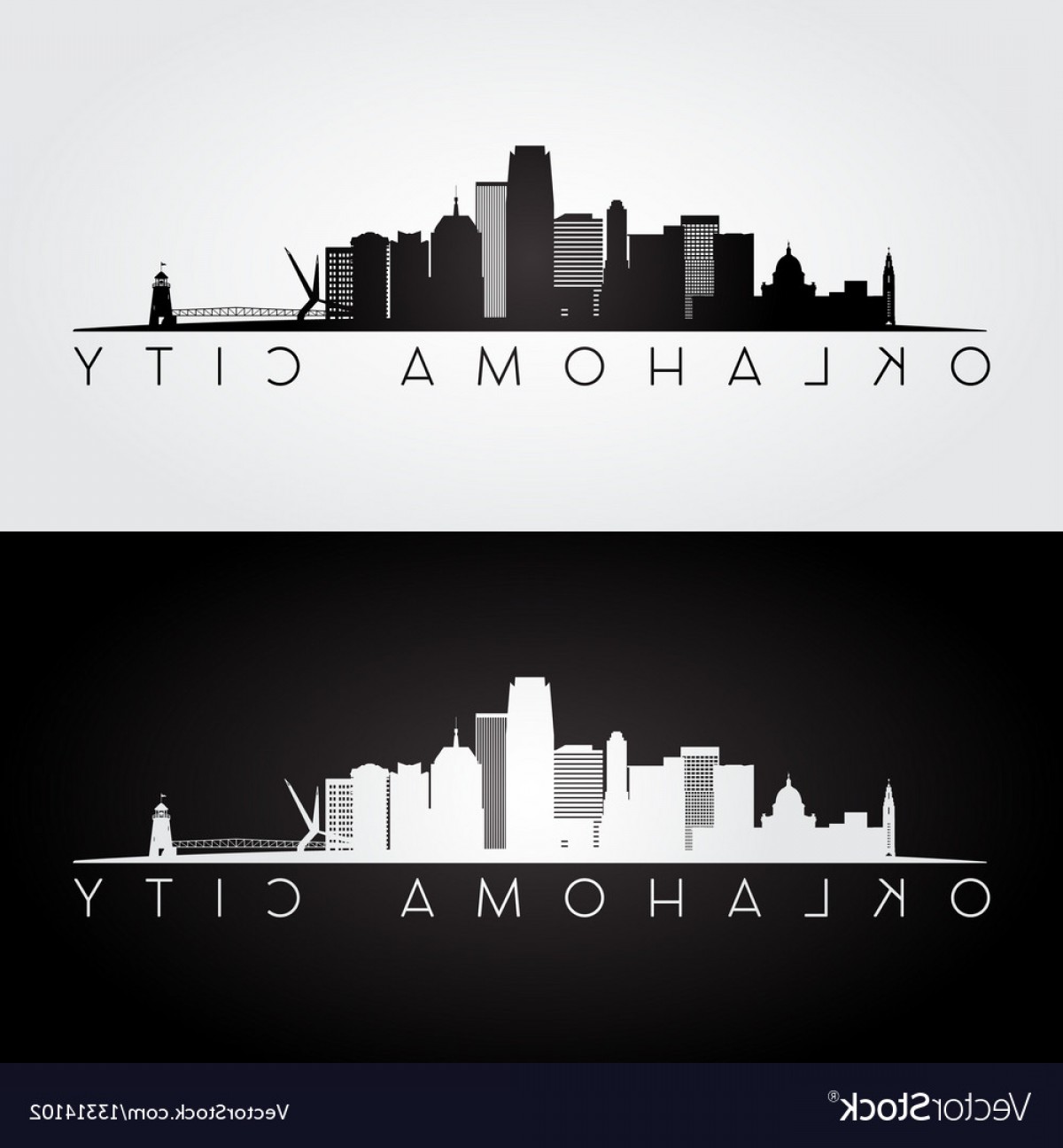 1200x1296 Oklahoma City Usa Skyline And Landmarks Silhouette Vector