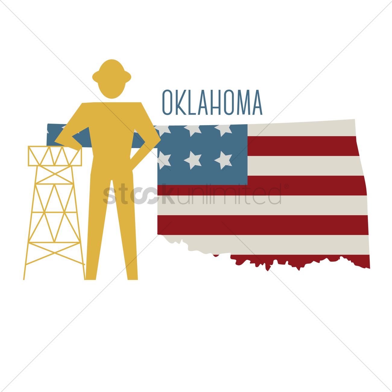 1300x1300 Oklahoma State Map With Oil Rig Vector Image
