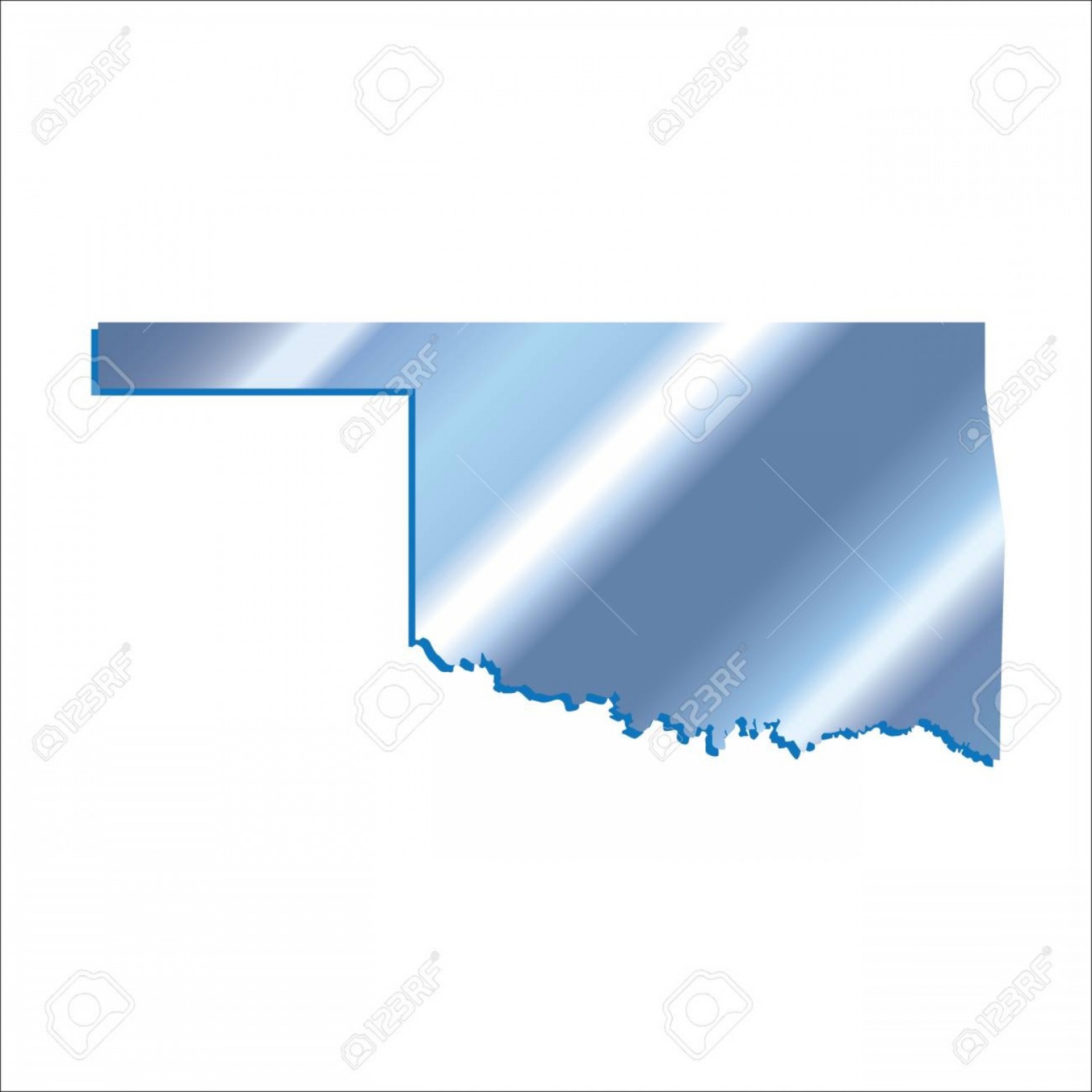 1872x1872 Photostock Vector D Oklahoma State Iridium Blue Outline Map With
