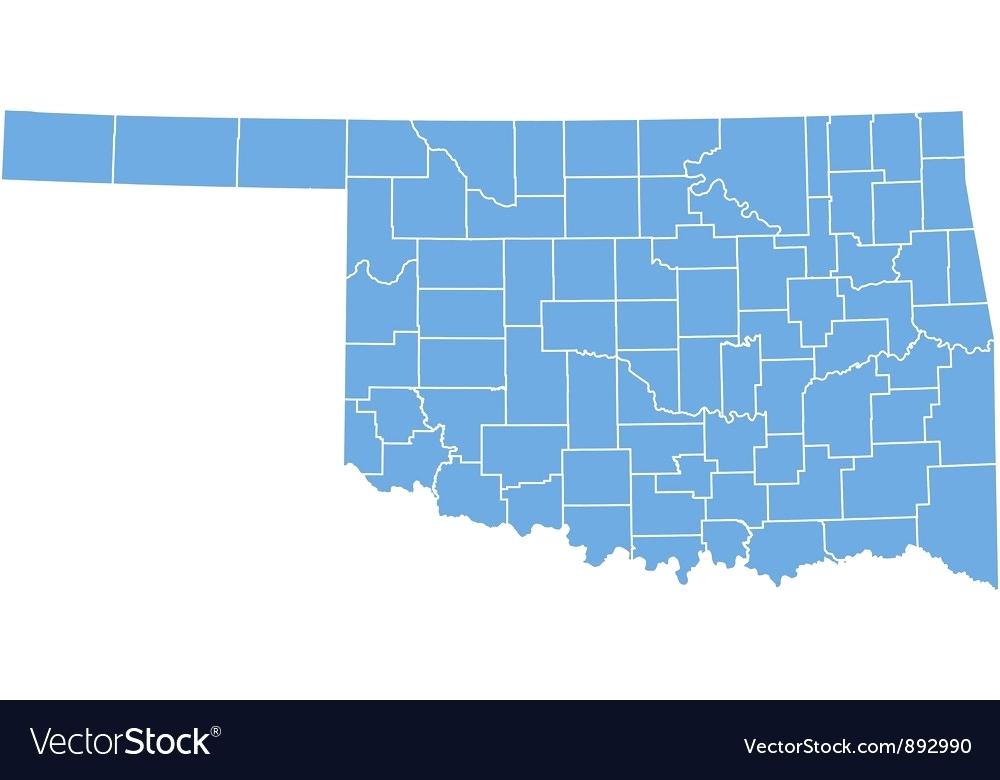 1000x780 State Map Of By Counties Vector Image Oklahoma With County Lines