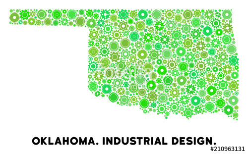 500x311 Gear Oklahoma State Map Mosaic Of Small Wheels. Abstract