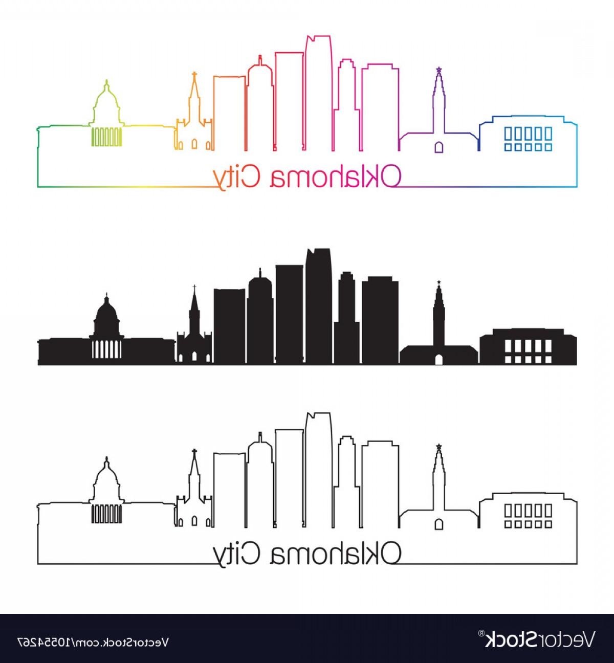 1200x1296 Oklahoma City Skyline Linear Style With Rainbow Vector Sohadacouri