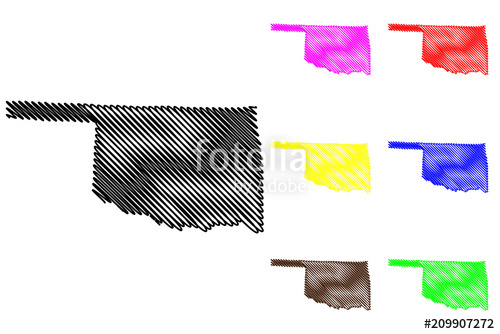 500x334 Oklahoma Map Vector Illustration, Scribble Sketch Oklahoma Map