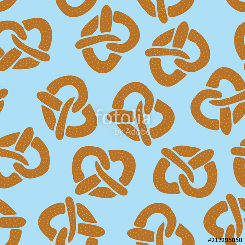 500x500 Seamless Pattern With Pretzels For Oktoberfest On A Blue