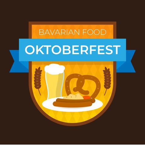 479x490 Flat Bavarian Food For Oktoberfest Badge With Gradient Background