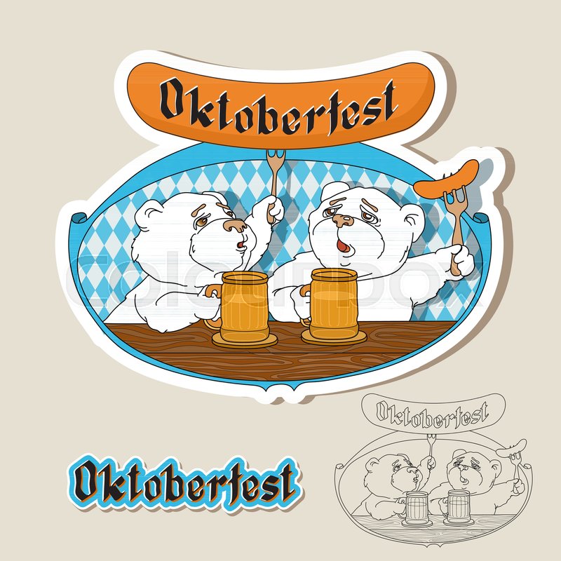800x800 Set Of Stickers For Oktoberfest. Two Bears In Friendly