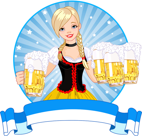 500x476 Girl With Beer Oktoberfest Vector Material 07 Free Download