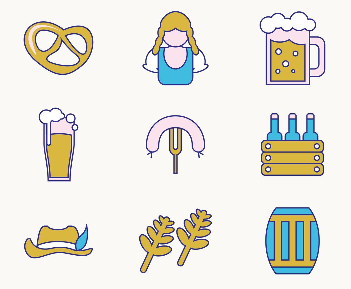 1136x936 Flat Oktoberfest Vector Icons Vector Art Amp Graphics
