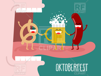 400x301 Man Eating Pretzel, Beer And Sausage