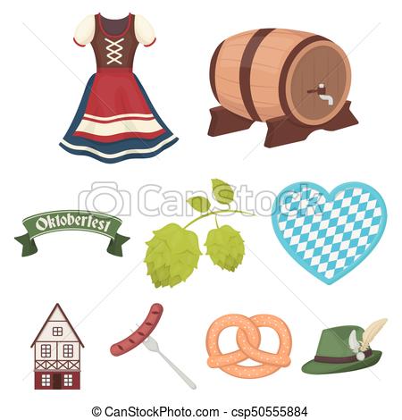 450x470 Oktoberfest Set Icons In Cartoon Style. Big Collection Of