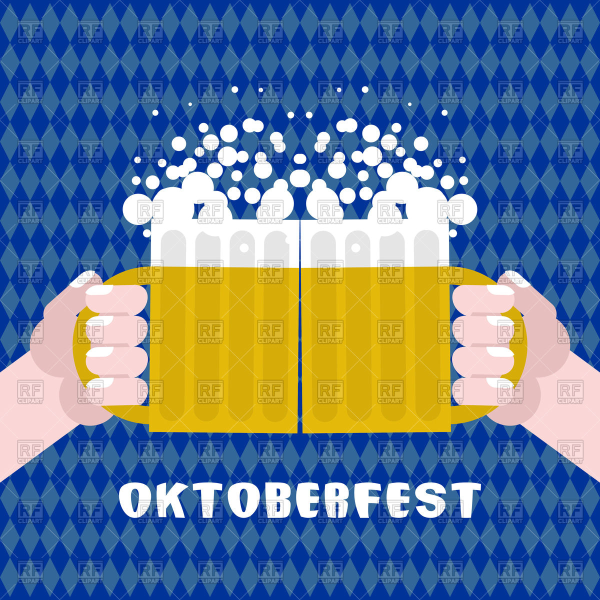 1200x1200 Two Men Holding Cups With Beer. Poster For Oktoberfest. Vector