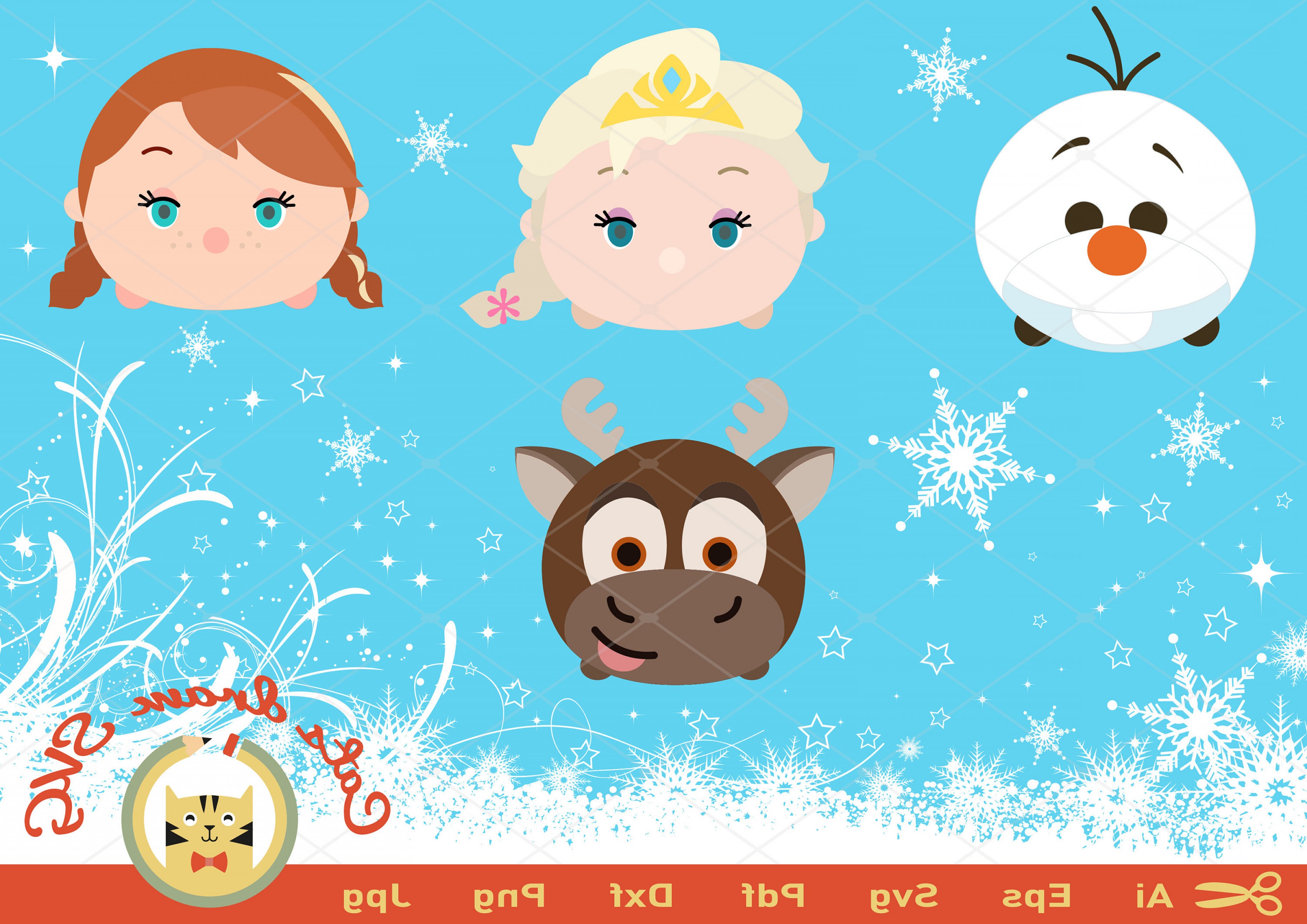 3600x2545 Tsum Tsum Svg Frozen Svg Elsa Svg Olaf Lazttweet