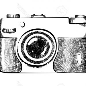 300x300 Photostock Vector Drawn Retro Camera Drawing Of Black And White