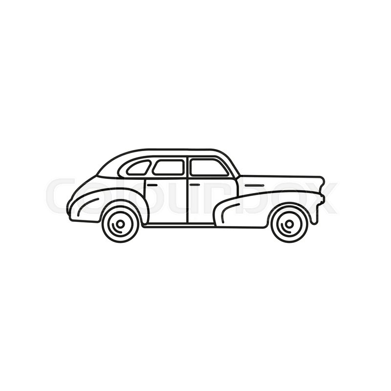 800x800 Old Car Icon. Outline Old Car Vector Icon For Web Design Isolated