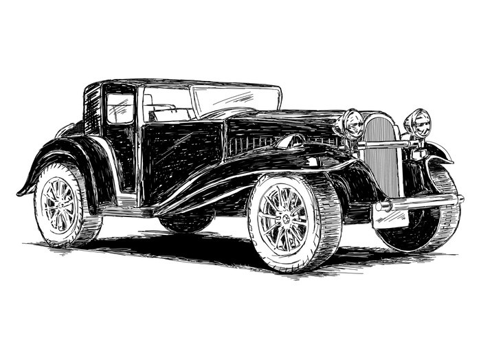 700x495 Vintage Retro Classic Old Car Vector Illustration Wall Mural