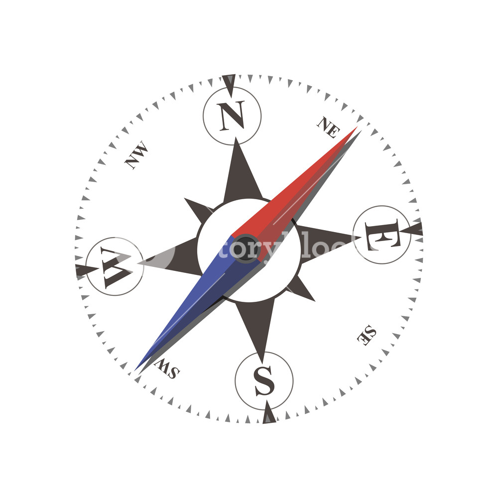 1000x1000 Compass Vector Flat Arrow Old Illustration Sea Navigation Travel