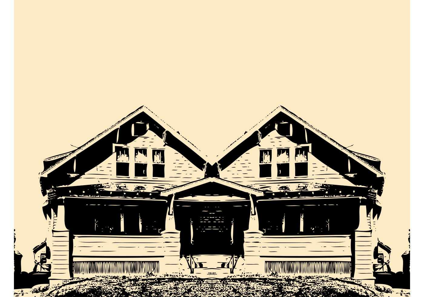 1400x980 Old House Free Vector Art