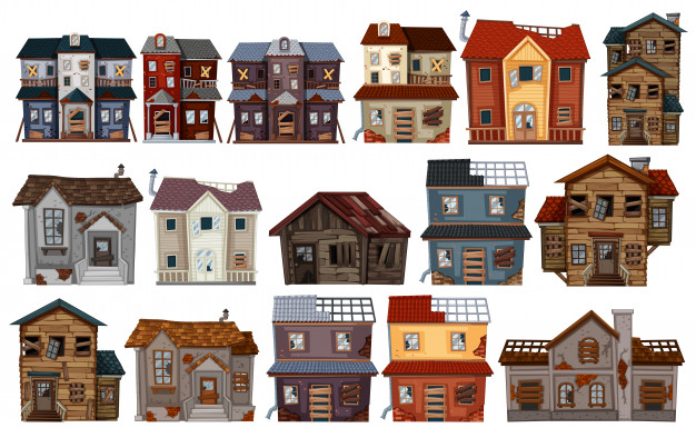 626x385 Old Houses In Different Designs Vector Premium Download