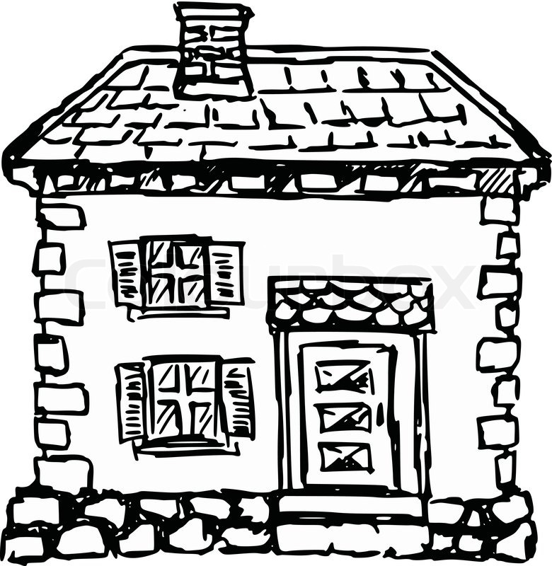 780x800 Sketch, Doodle Illustration Of Old House Stock Vector Colourbox