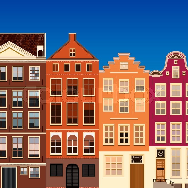 800x800 Street Of Abstract Old Houses. Vector Background. Stock Vector