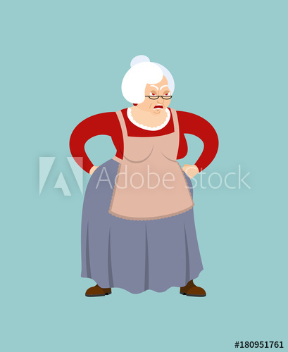 409x500 Grandmother Angry Emoji. Face Grandma Evil. Aggressive Old Lady