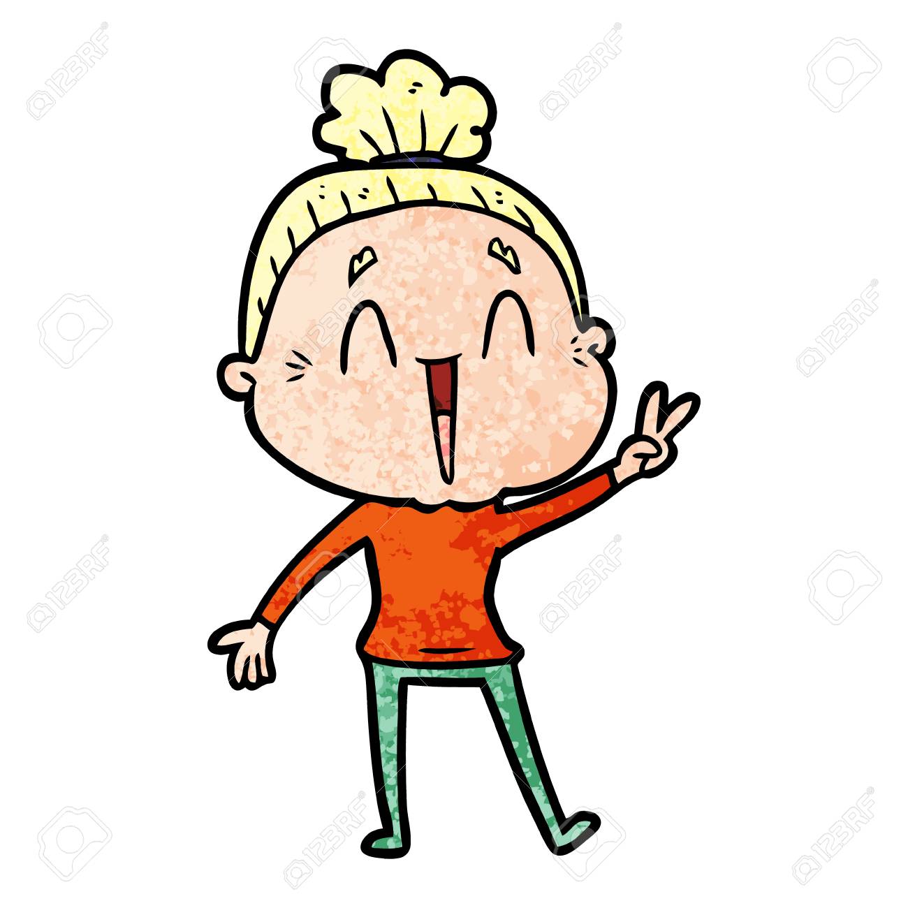 1300x1300 83686204 Cartoon Happy Old Lady Ready To Run Vector Illustration