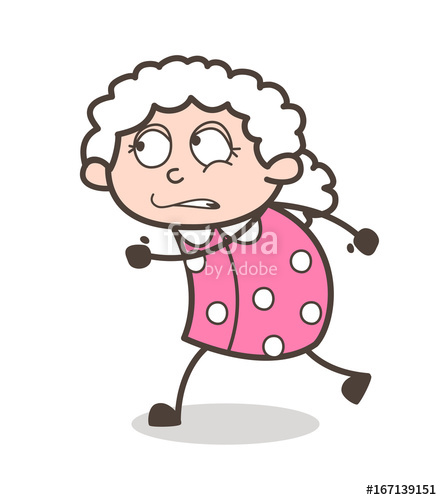 442x500 Cartoon Running Old Lady Vector Stock Image And Royalty Free