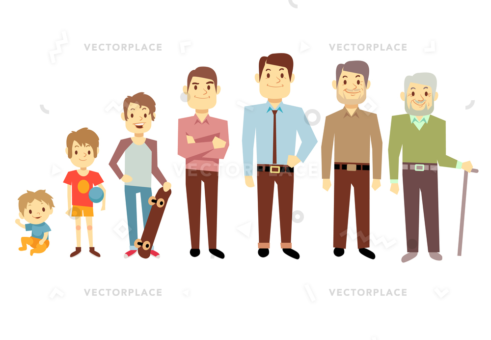1000x692 Men Generation Different Ages From Infant Vector Illustration